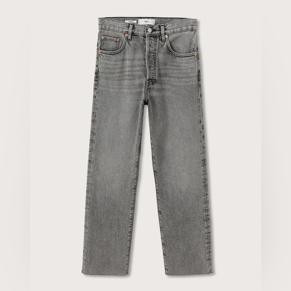 High-waist cropped straight jeans